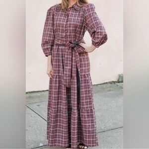 Victoria Dunn Christmas Folly Maxi Dress in Tartan print